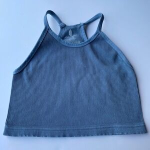 Free People Blue Ribbed Crop Top